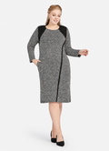 Women's Casual Colorblock Crew Neck Long Sleeve Knee Length Sweater Dress