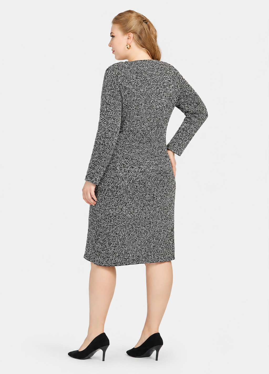 Women's Casual Colorblock Crew Neck Long Sleeve Knee Length Sweater Dress